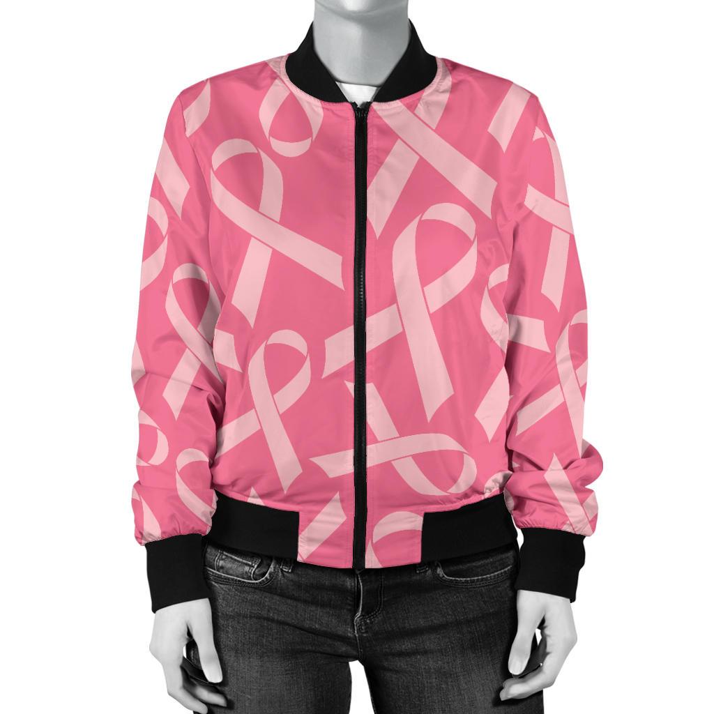 Breast Cancer Awareness Themed Women Casual Bomber Jacket