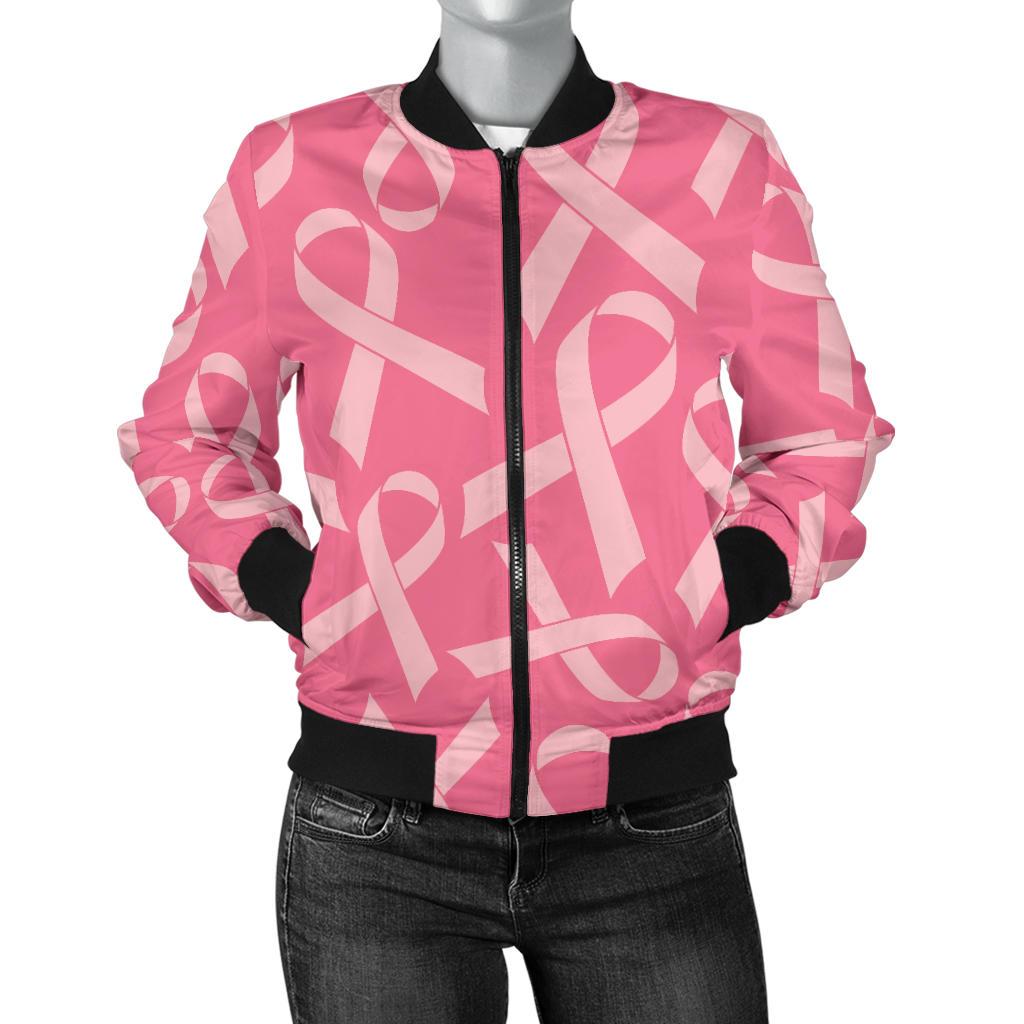 Breast Cancer Awareness Themed Women Casual Bomber Jacket