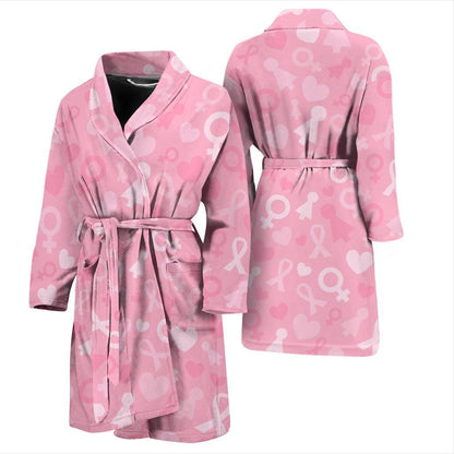 Breast cancer Pattern Print Design 01 Men Bathrobe-JORJUNE.COM