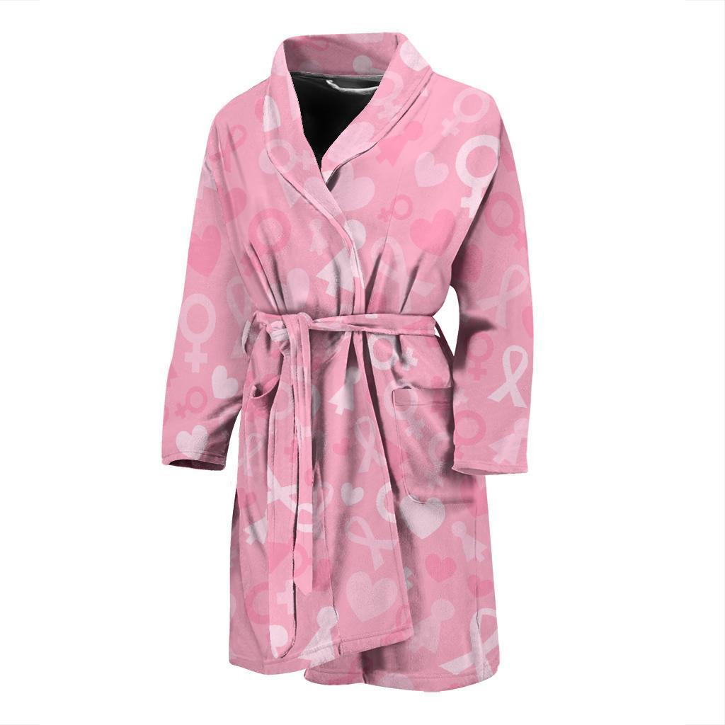 Breast cancer Pattern Print Design 01 Men Bathrobe-JORJUNE.COM
