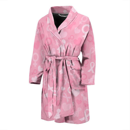 Breast cancer Pattern Print Design 01 Men Bathrobe-JORJUNE.COM