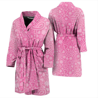 Breast cancer Pattern Print Design 02 Men Bathrobe-JORJUNE.COM