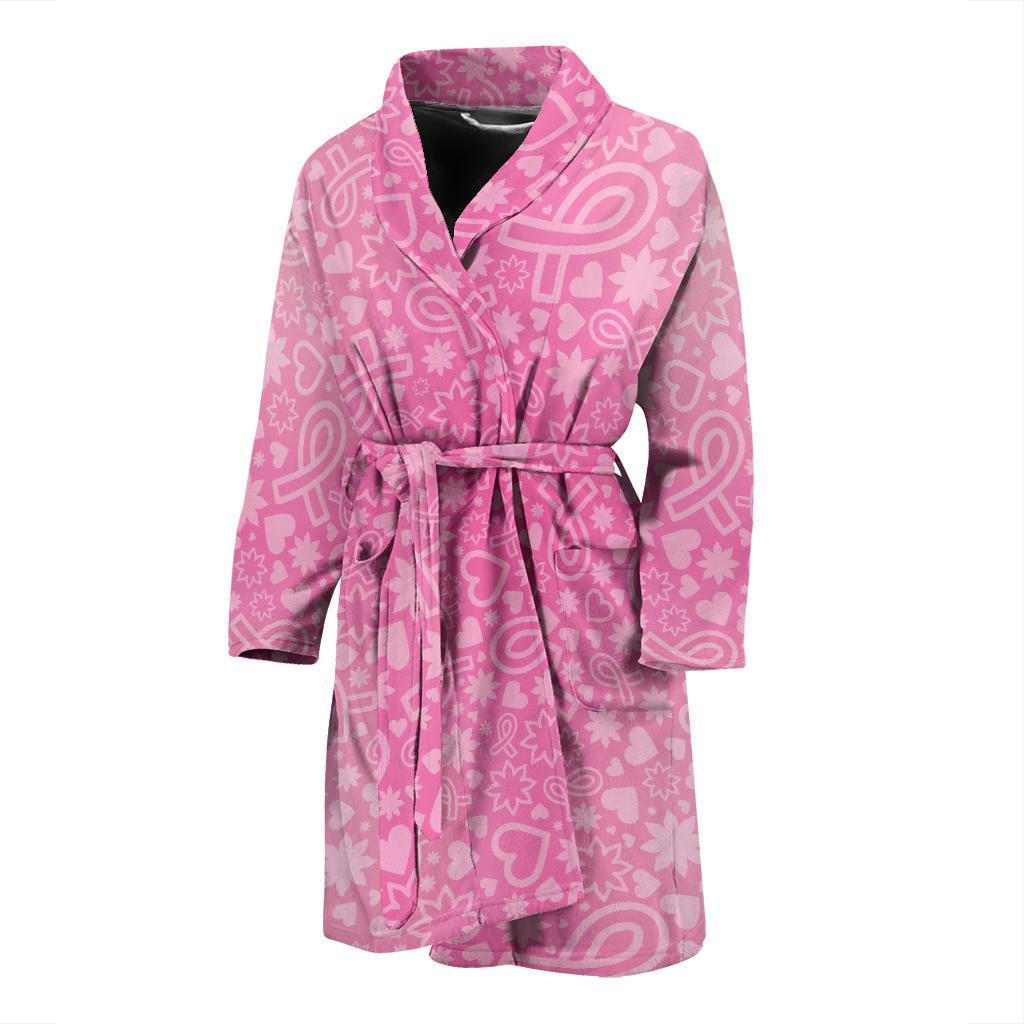 Breast cancer Pattern Print Design 02 Men Bathrobe-JORJUNE.COM