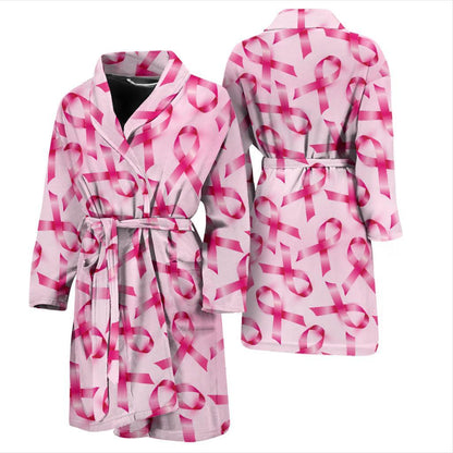 Breast cancer Pattern Print Design 04 Men Bathrobe-JORJUNE.COM
