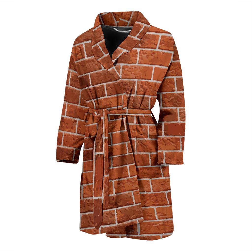 Brick Brown Pattern Print Design 02 Men Bathrobe-JORJUNE.COM