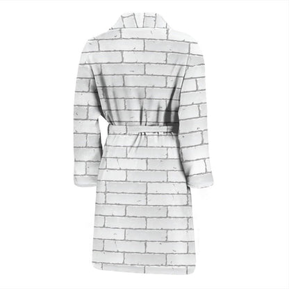 Brick White Pattern Print Design 03 Men Bathrobe-JORJUNE.COM