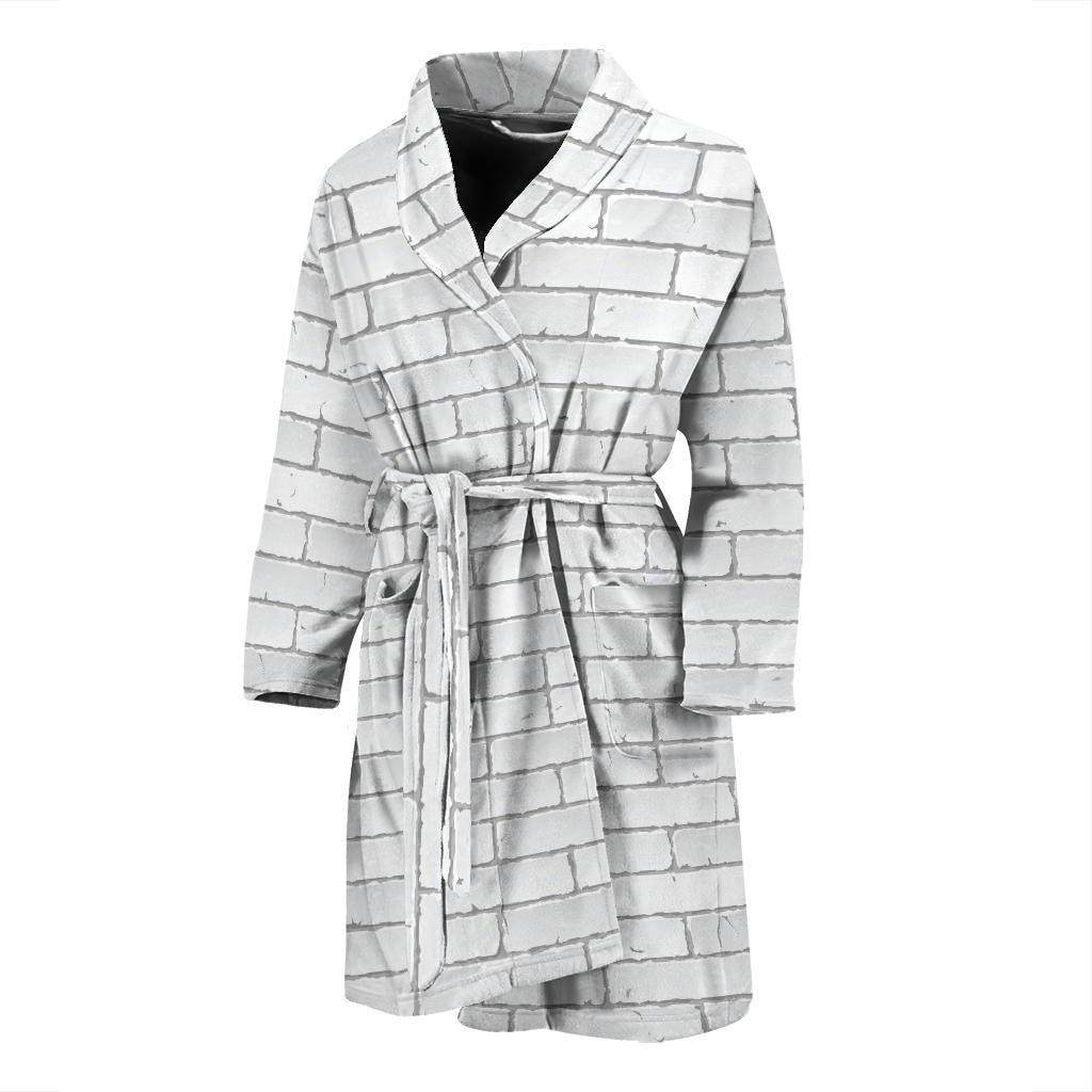 Brick White Pattern Print Design 03 Men Bathrobe-JORJUNE.COM