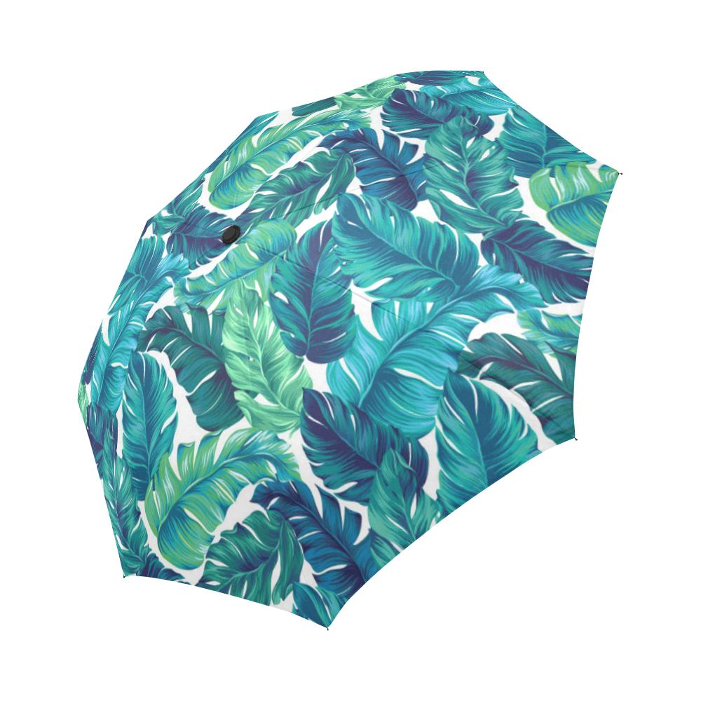 Brightness Tropical Palm Leaves Automatic Foldable Umbrella