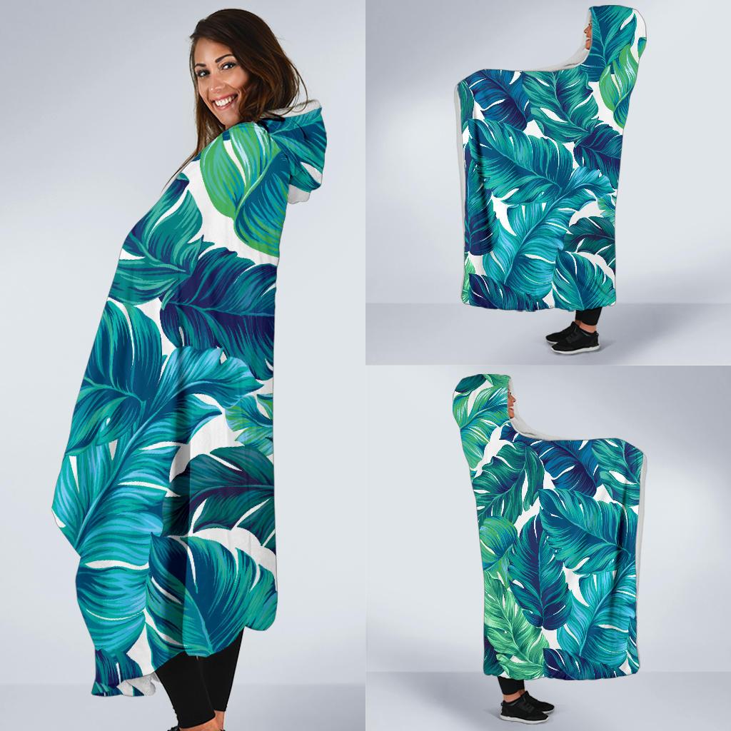 Brightness Tropical Palm Leaves Hooded Blanket-JTAMIGO.COM