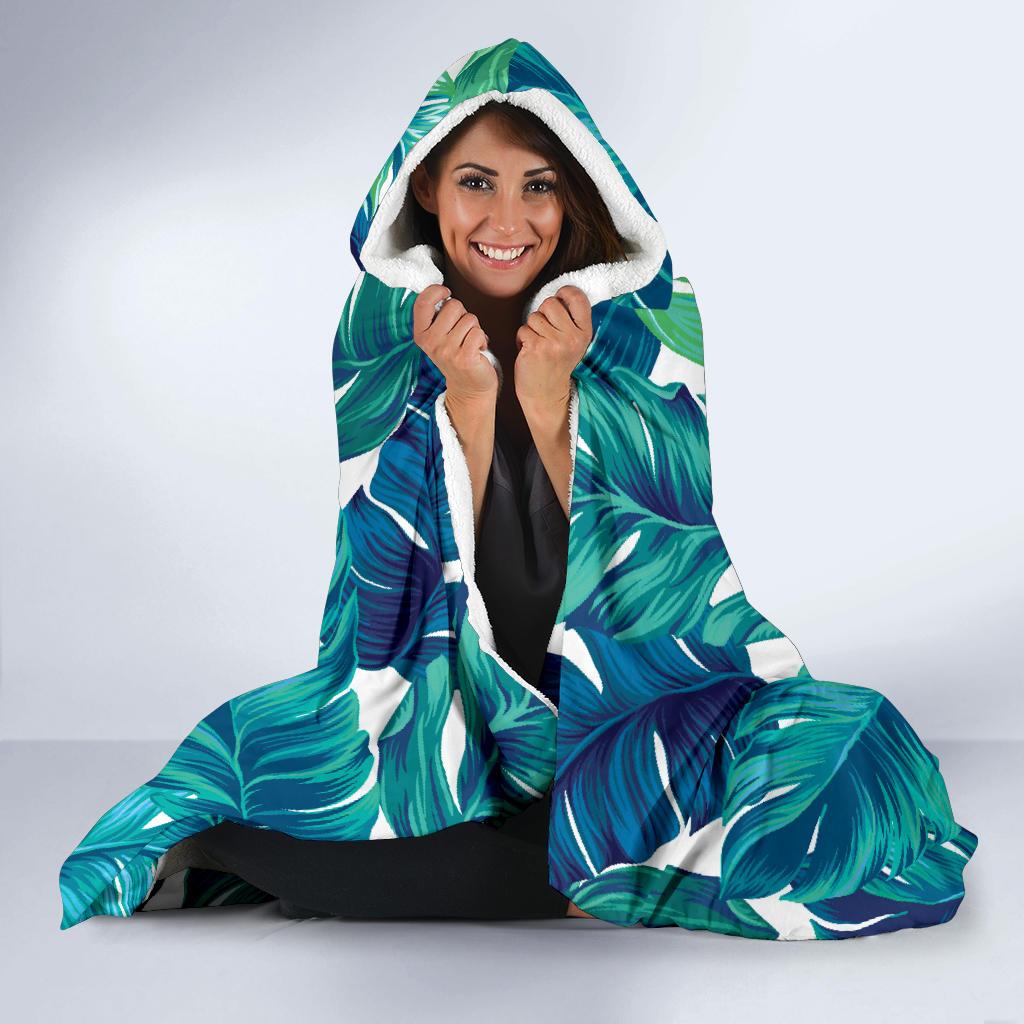 Brightness Tropical Palm Leaves Hooded Blanket-JTAMIGO.COM