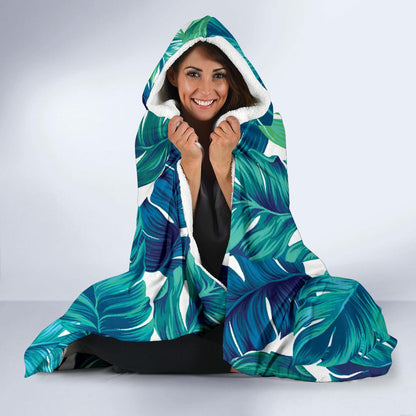 Brightness Tropical Palm Leaves Hooded Blanket-JTAMIGO.COM
