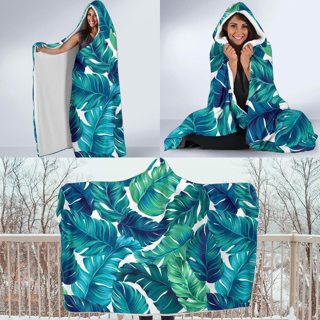 Brightness Tropical Palm Leaves Hooded Blanket-JTAMIGO.COM