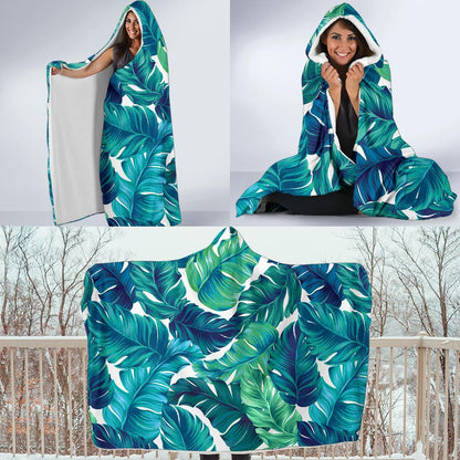 Brightness Tropical Palm Leaves Hooded Blanket-JTAMIGO.COM