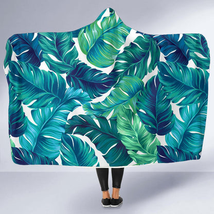 Brightness Tropical Palm Leaves Hooded Blanket-JTAMIGO.COM