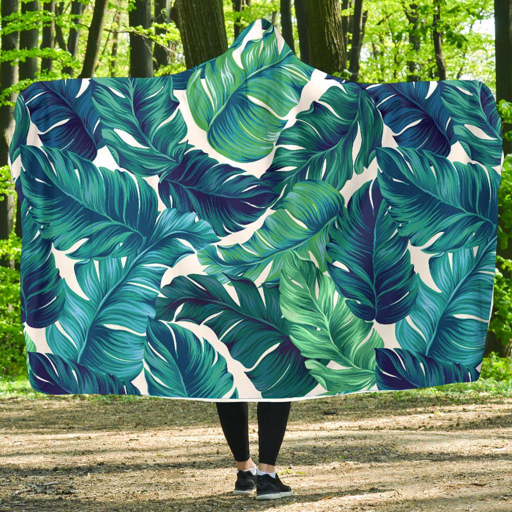 Brightness Tropical Palm Leaves Hooded Blanket-JTAMIGO.COM