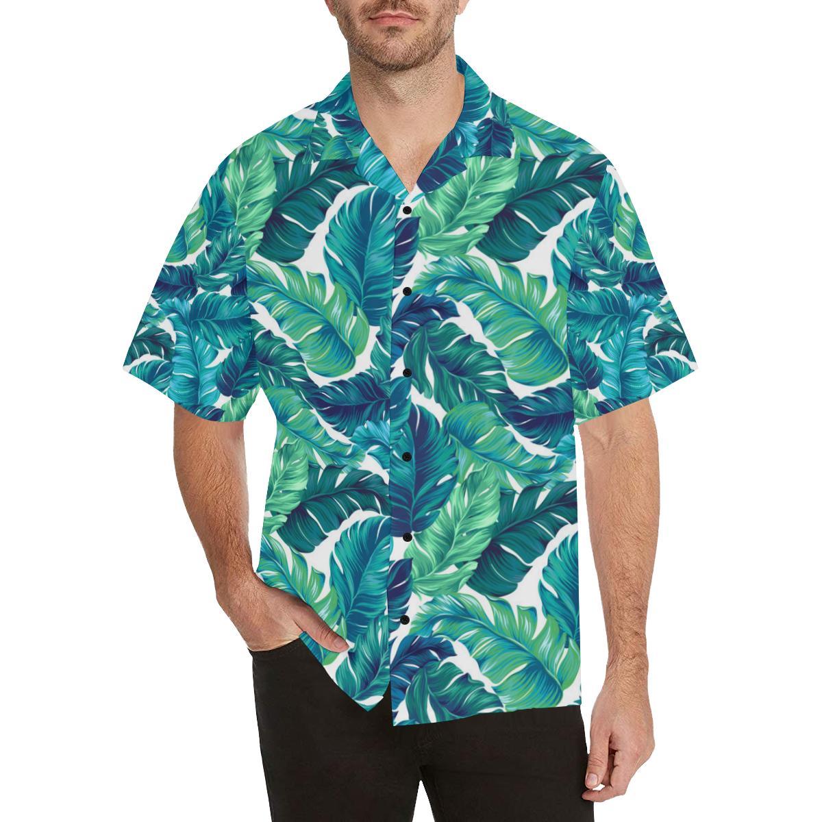 Brightness Tropical Palm Leaves Men Aloha Hawaiian Shirt