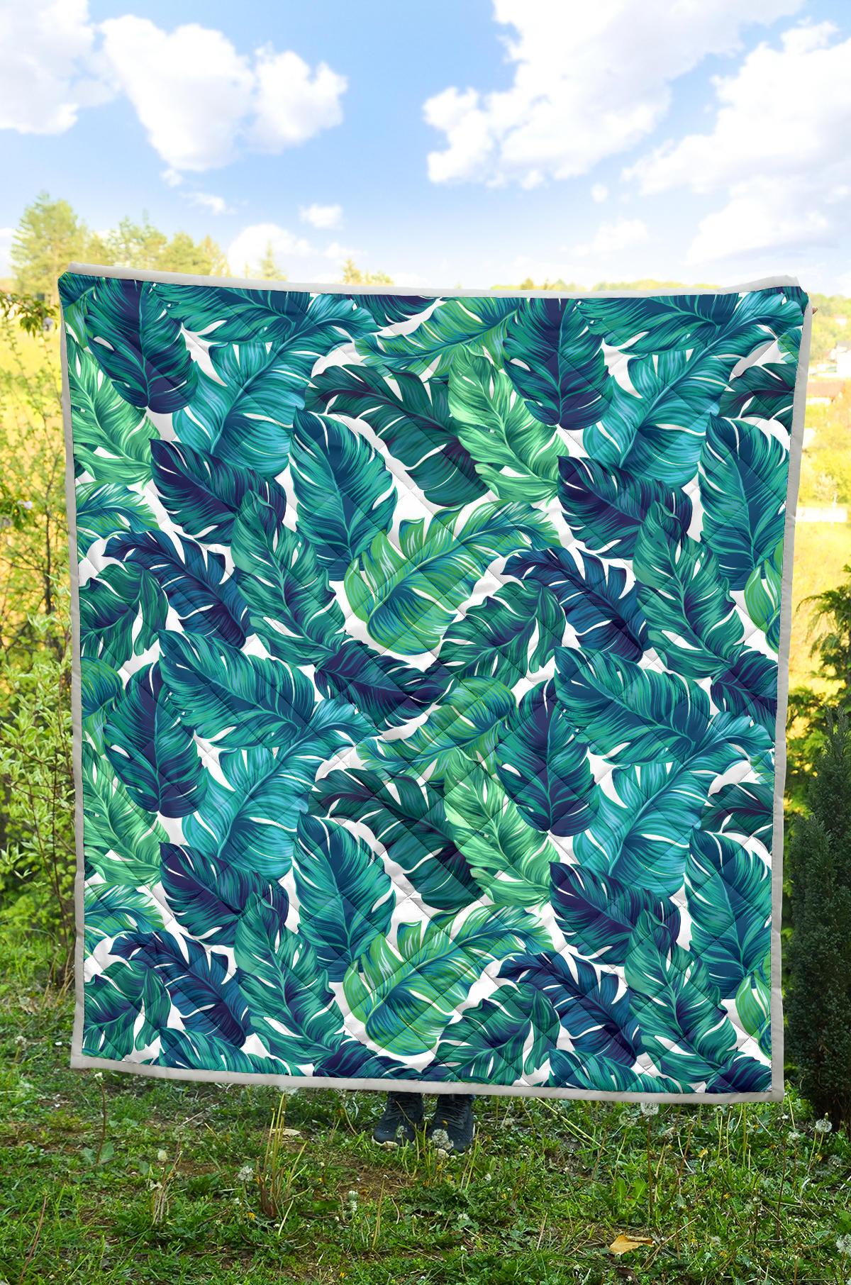 Brightness Tropical Palm Leaves Premium Quilt-JTAMIGO.COM
