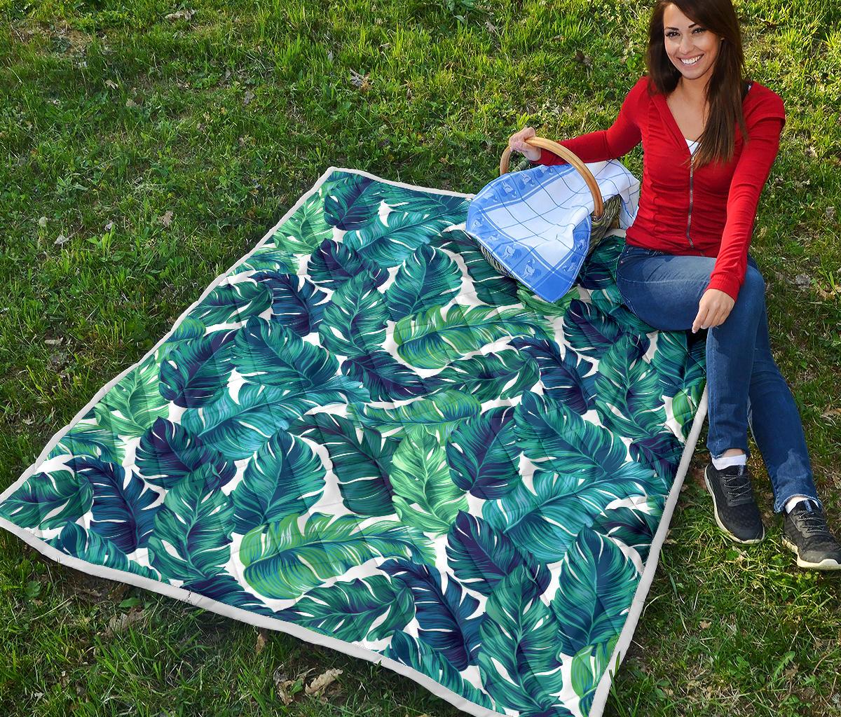 Brightness Tropical Palm Leaves Premium Quilt-JTAMIGO.COM