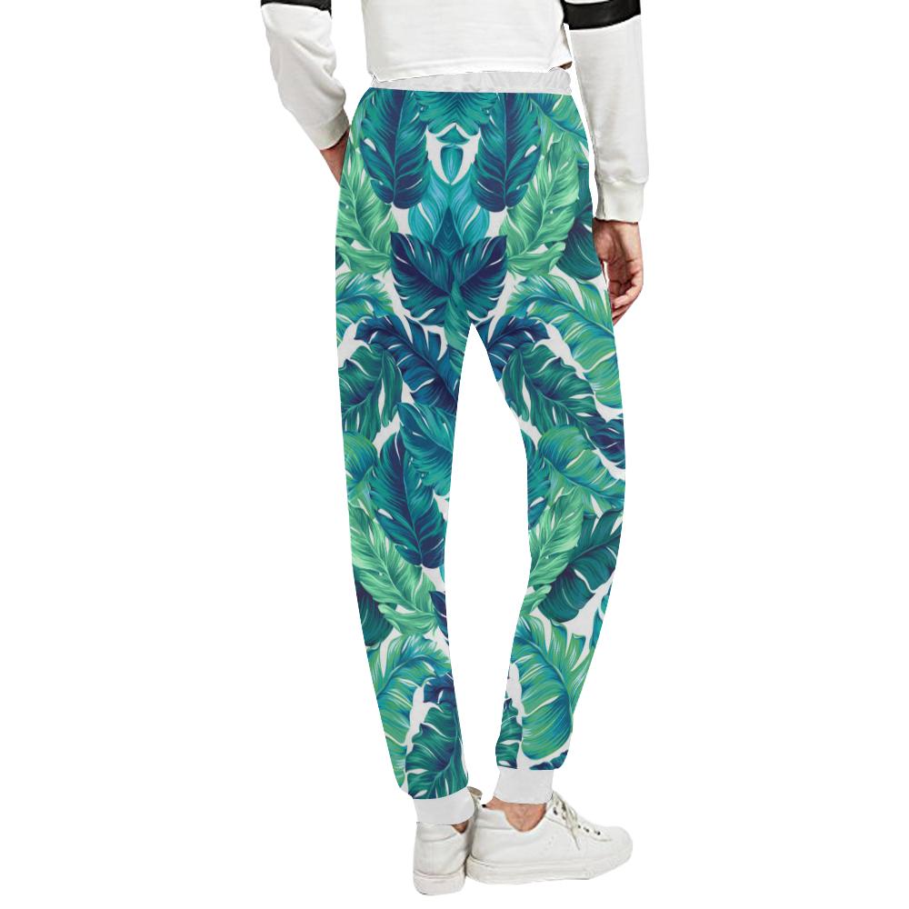Brightness Tropical Palm Leaves Unisex Casual Sweatpants (Model L11)-JTAMIGO.COM