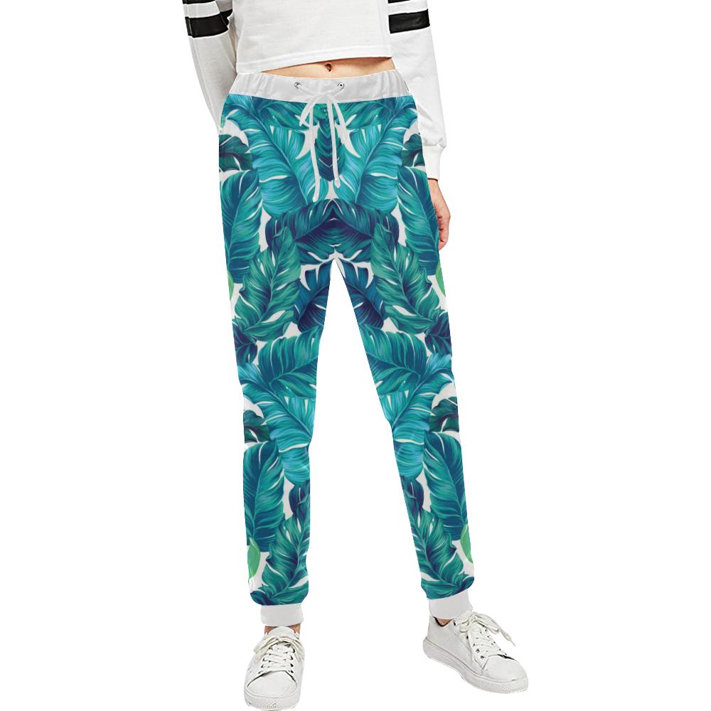 Brightness Tropical Palm Leaves Unisex Casual Sweatpants (Model L11)-JTAMIGO.COM