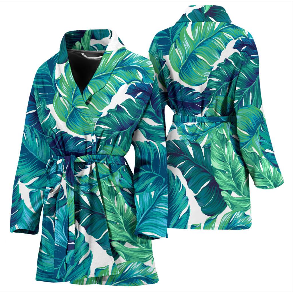Brightness Tropical Palm Leaves Women Bath Robe-JTAMIGO.COM