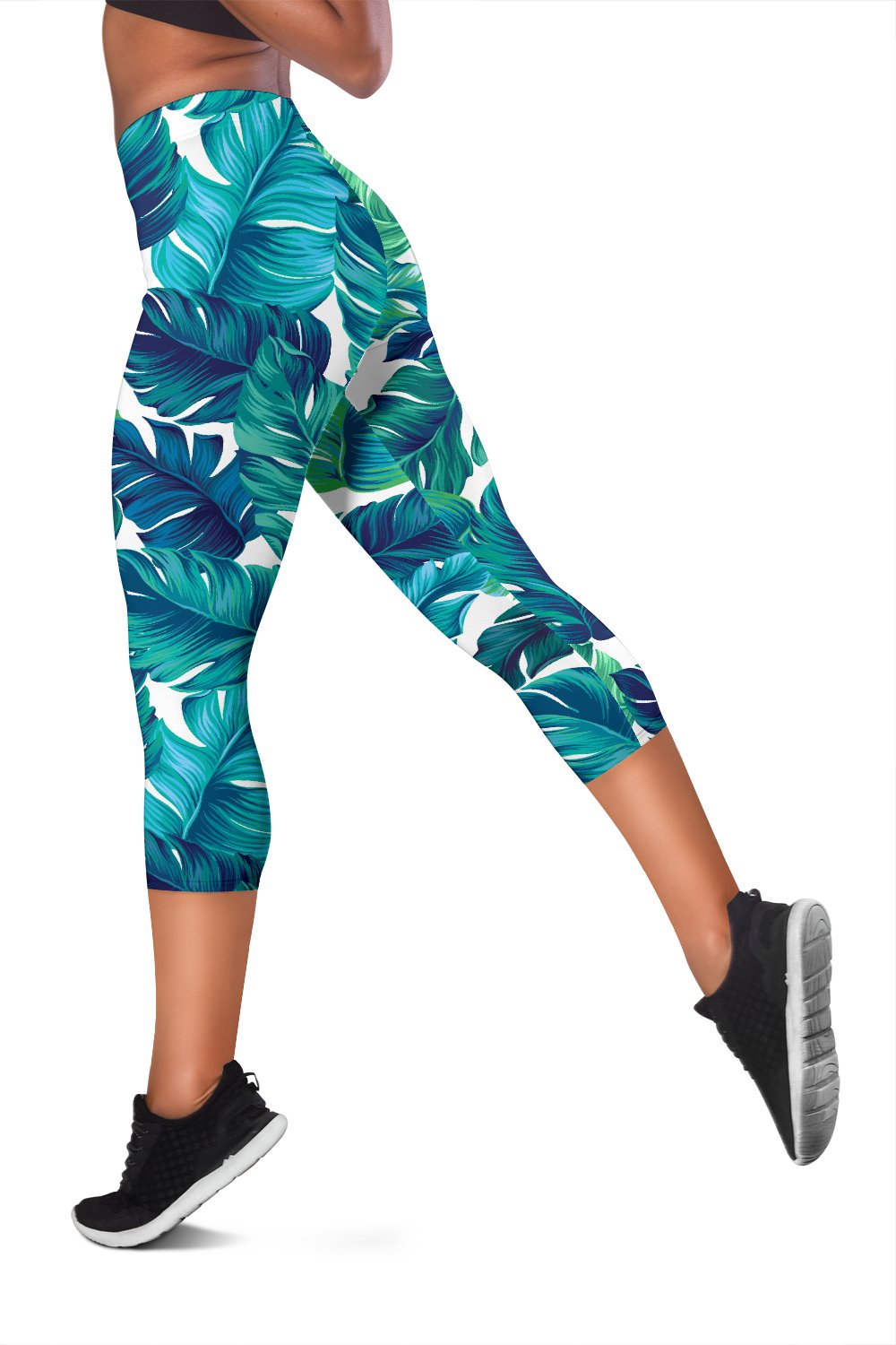Brightness Tropical Palm Leaves Women Capris