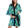 Brightness Tropical Palm Leaves Women Short Kimono Robe
