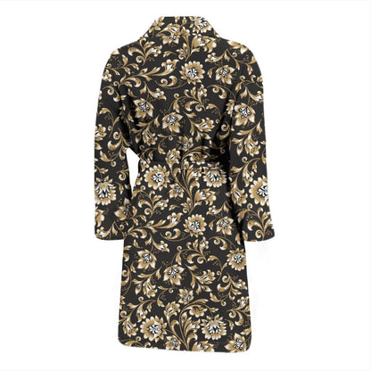 Brocade Pattern Print Design 03 Men Bathrobe-JORJUNE.COM