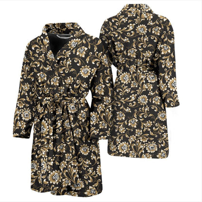 Brocade Pattern Print Design 03 Men Bathrobe-JORJUNE.COM