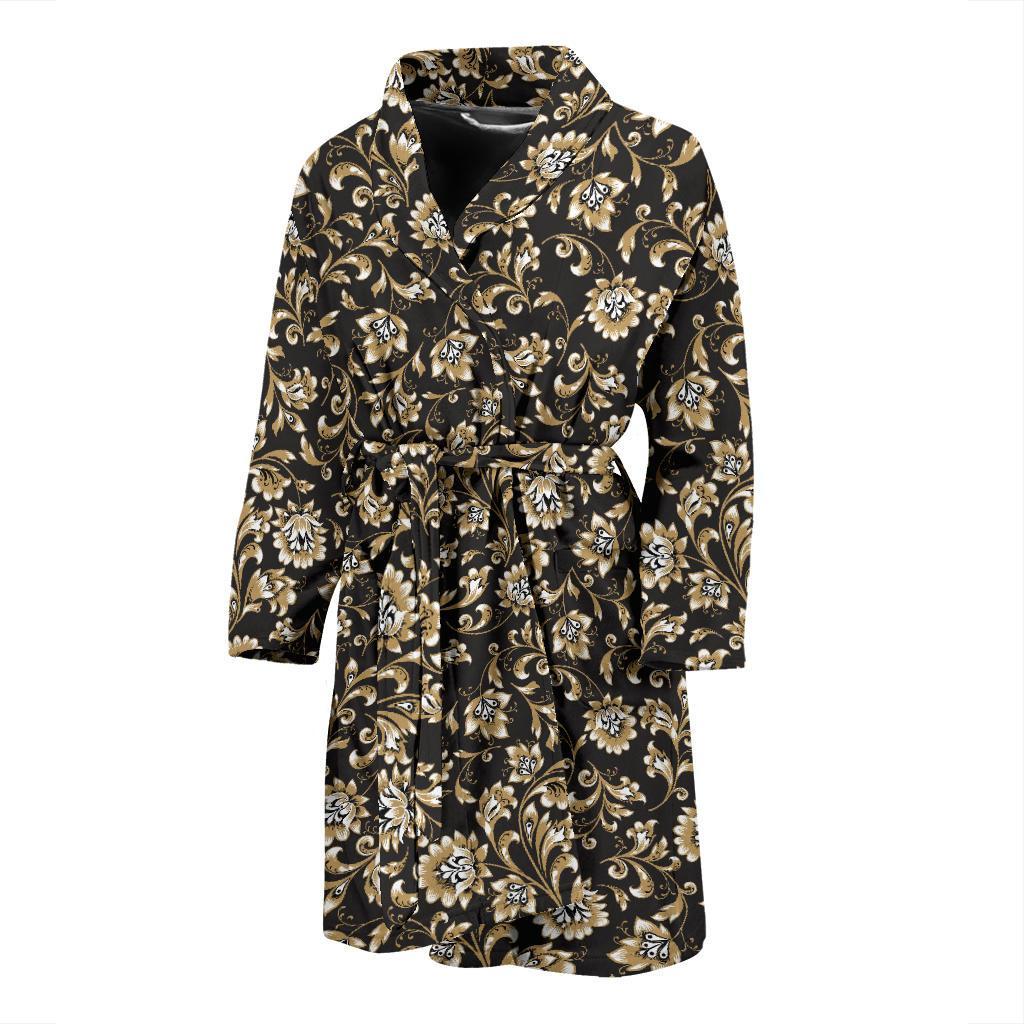 Brocade Pattern Print Design 03 Men Bathrobe-JORJUNE.COM
