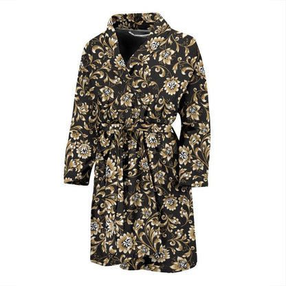 Brocade Pattern Print Design 03 Men Bathrobe-JORJUNE.COM