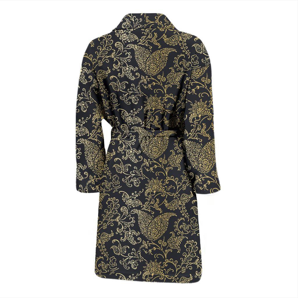 Brocade Pattern Print Design 04 Men Bathrobe-JORJUNE.COM