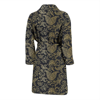 Brocade Pattern Print Design 04 Men Bathrobe-JORJUNE.COM