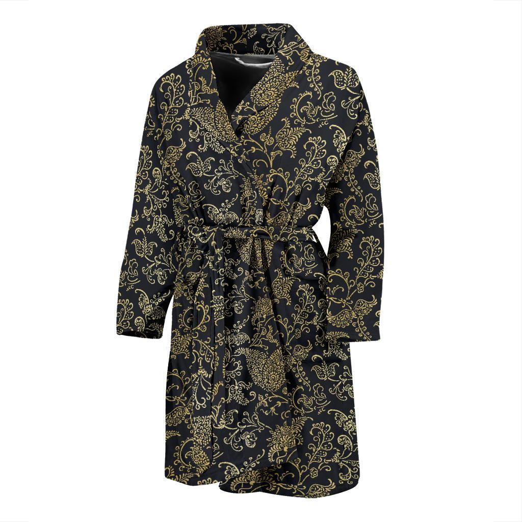 Brocade Pattern Print Design 04 Men Bathrobe-JORJUNE.COM