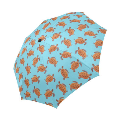 Brow Sea Turtle Print Pattern Automatic Foldable Umbrella