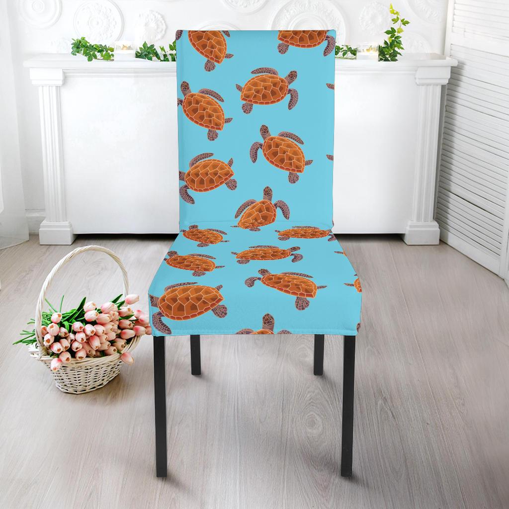 Brow Sea Turtle Print Pattern Dinning Chair Slipper-JTAMIGO.COM
