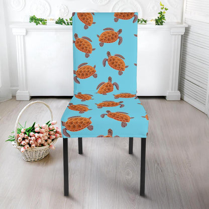 Brow Sea Turtle Print Pattern Dinning Chair Slipper-JTAMIGO.COM