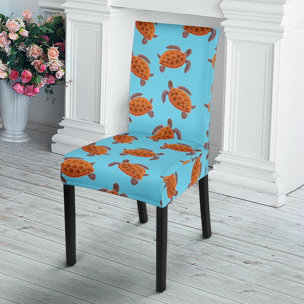 Brow Sea Turtle Print Pattern Dinning Chair Slipper-JTAMIGO.COM