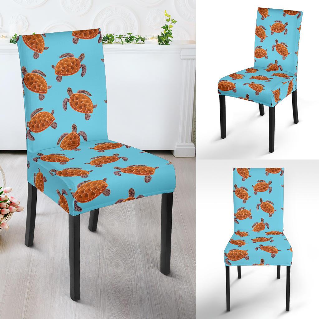 Brow Sea Turtle Print Pattern Dinning Chair Slipper-JTAMIGO.COM