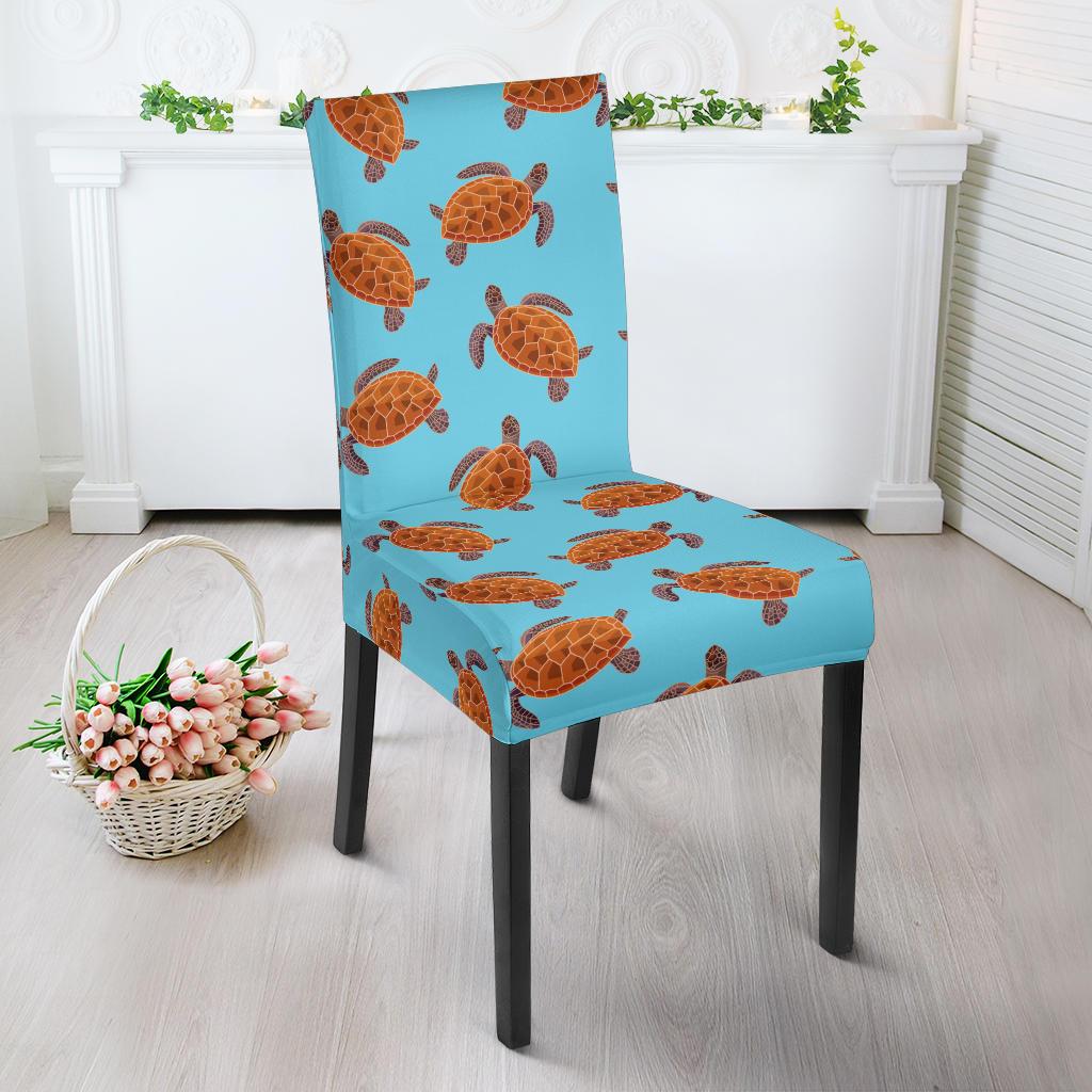 Brow Sea Turtle Print Pattern Dinning Chair Slipper-JTAMIGO.COM