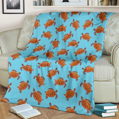 Brow Sea Turtle Print Pattern Fleece Blanket