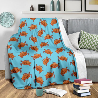 Brow Sea Turtle Print Pattern Fleece Blanket