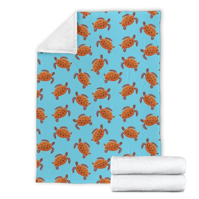 Brow Sea Turtle Print Pattern Fleece Blanket