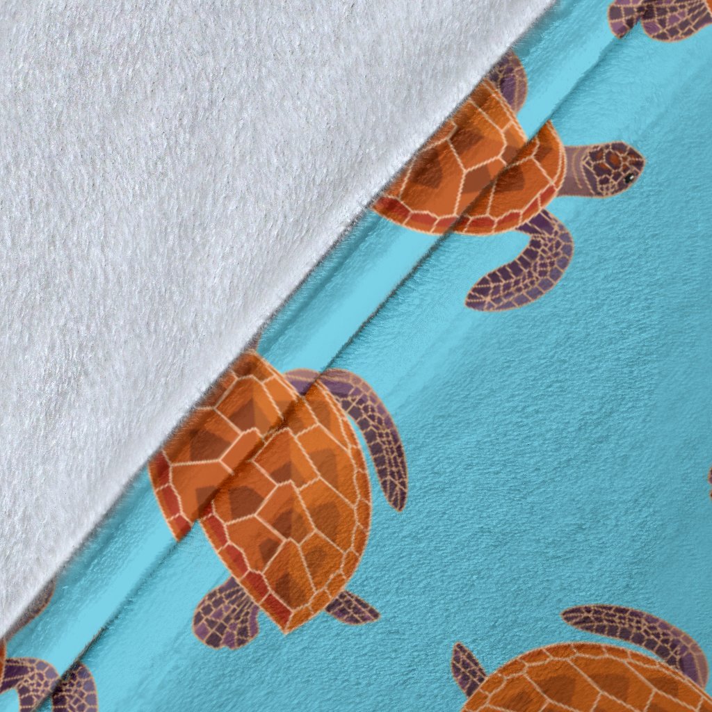 Brow Sea Turtle Print Pattern Fleece Blanket