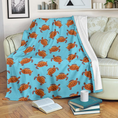 Brow Sea Turtle Print Pattern Fleece Blanket
