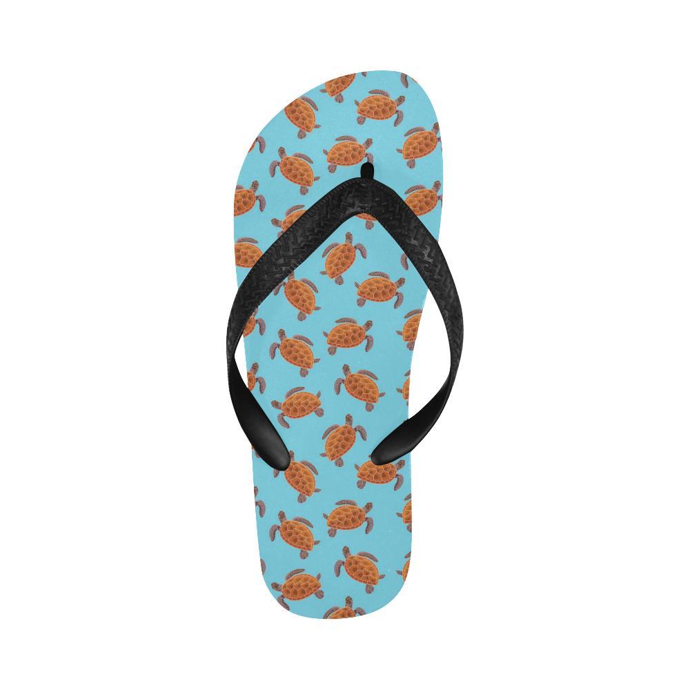 Brow Sea Turtle Print Pattern Flip Flops-JTAMIGO.COM