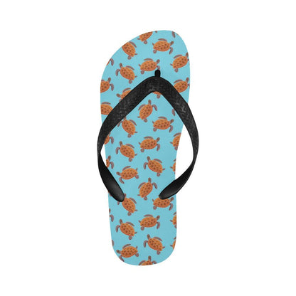 Brow Sea Turtle Print Pattern Flip Flops-JTAMIGO.COM