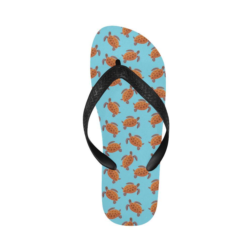 Brow Sea Turtle Print Pattern Flip Flops-JTAMIGO.COM