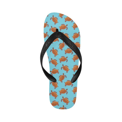 Brow Sea Turtle Print Pattern Flip Flops-JTAMIGO.COM