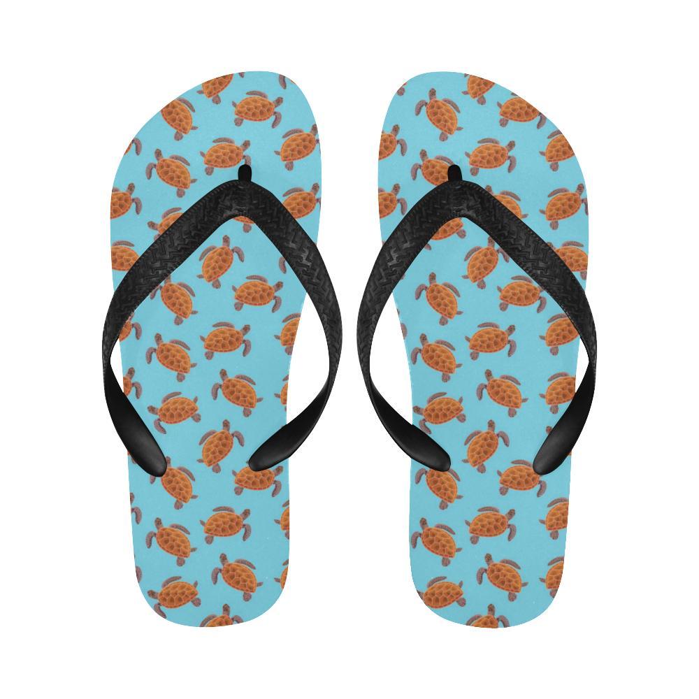 Brow Sea Turtle Print Pattern Flip Flops-JTAMIGO.COM